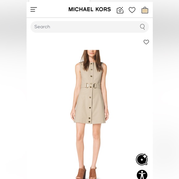 Michael Kors Dresses & Skirts - EUC - Michael Kors Tan Sleeveless Snap Front Stretch Cotton Dress